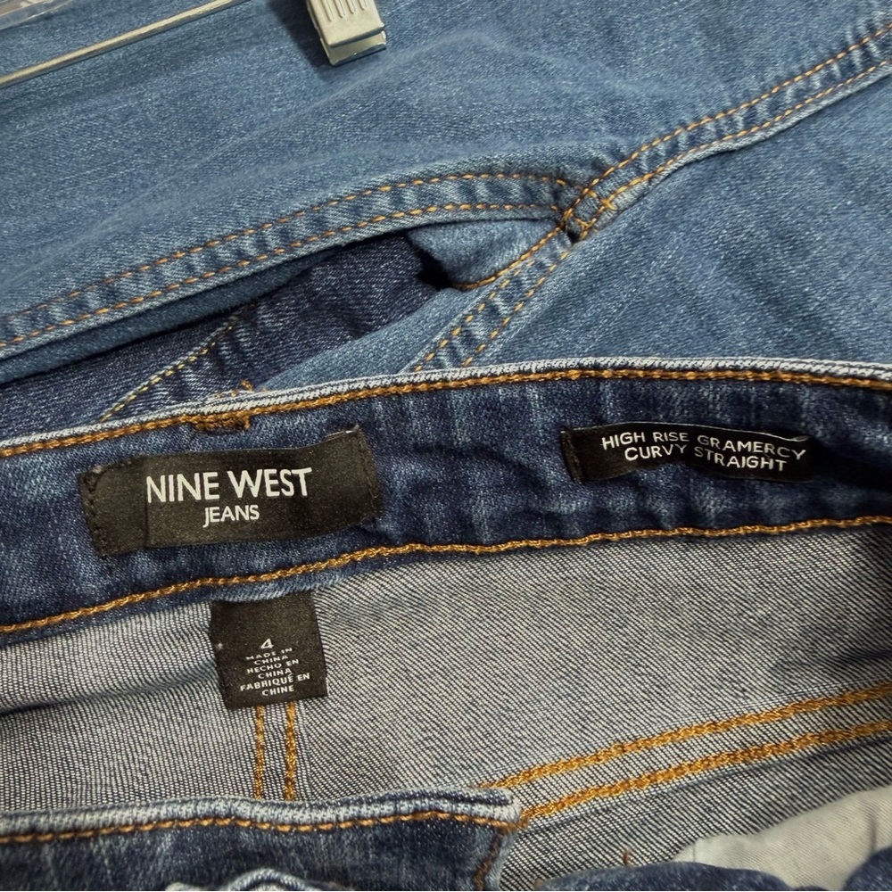 Nine West High-Rise Gramercy Curvy Straight-Leg  Light-Wash Blue Denim Jeans - Picture 6 of 13